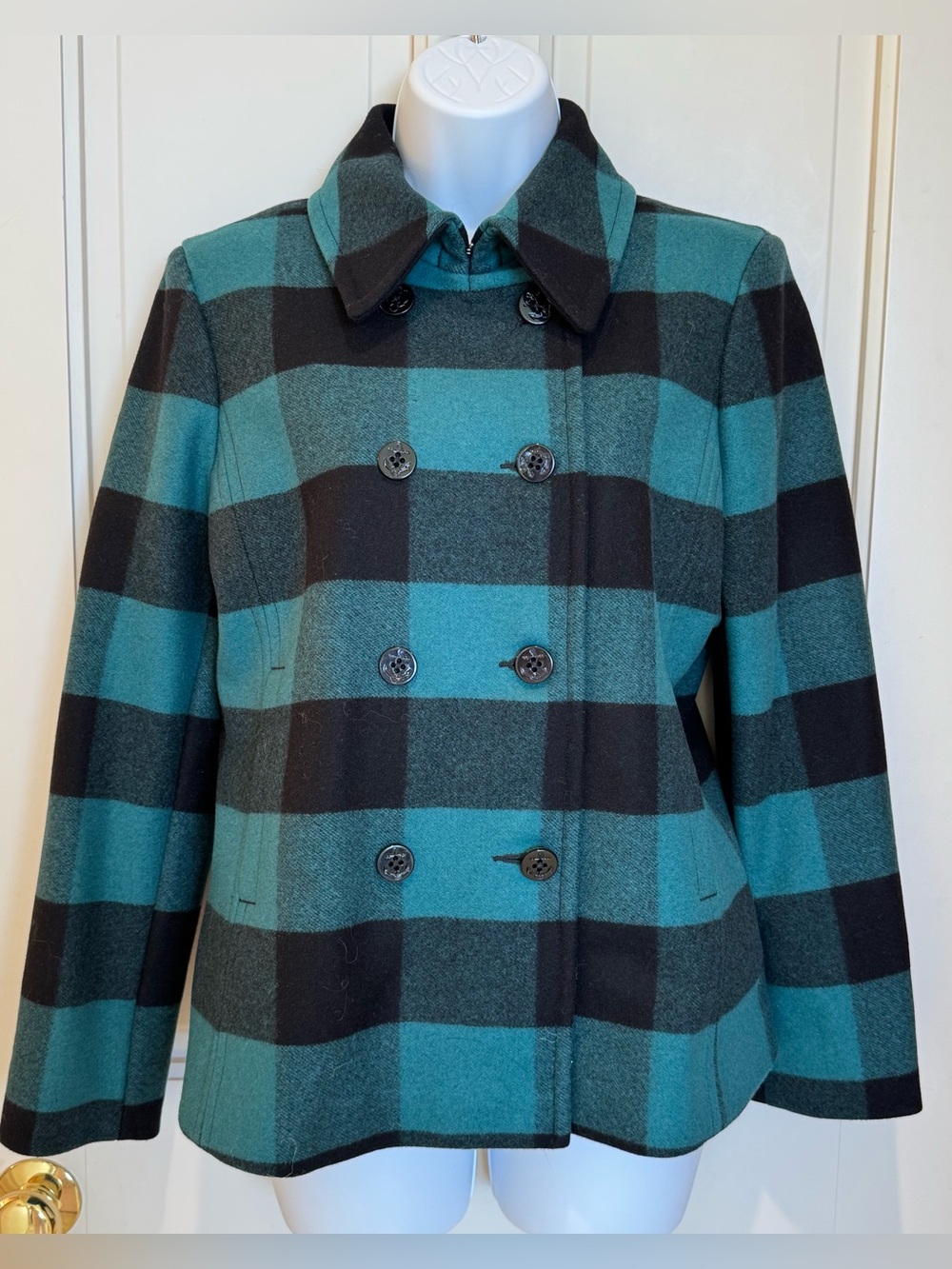 NWOT LL Bean Wool Buffalo Check Coat Jacket Blazer